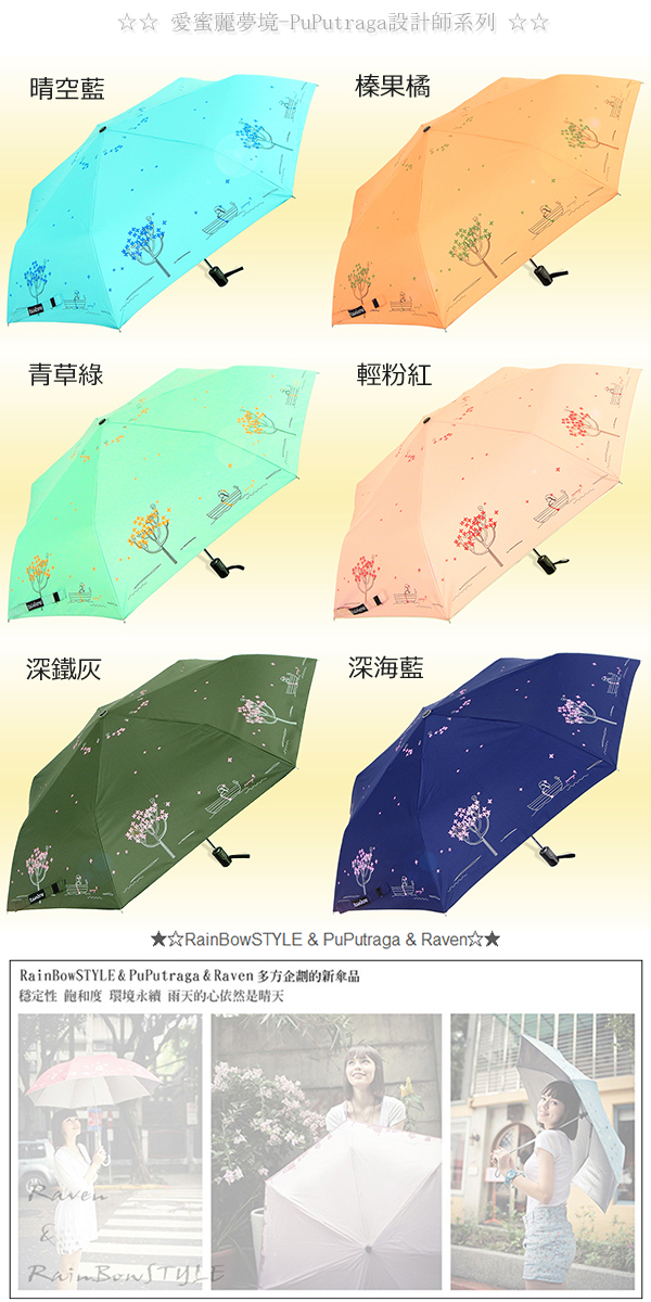 【RainSKY】艾蜜莉夢境-手繪感_自動傘 /傘 雨傘 折疊傘 遮陽傘 大傘 抗UV 防風 潑水